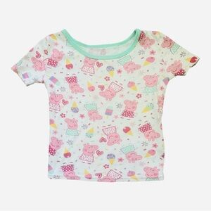 Peppa Pig casual pajama top Girls 2T piggy print short sleeve white pink